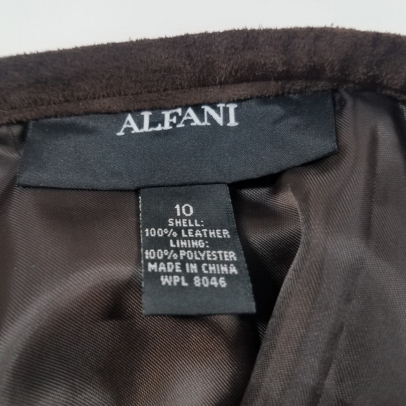 Alfani Brown Suede Leather Skirt - Picture 3 of 6